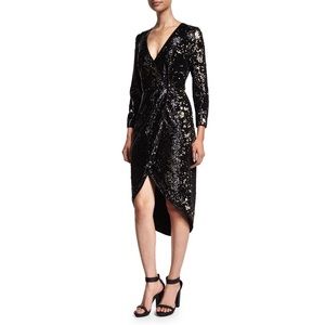 NWOT Halston sequin wrap dress